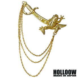 ホロウ HOLLOOW フロッグ ナイフ シルバー ブローチ ゴールドコーティング キュービック カエル 蛙 剣 シルバー925 スターリングシルバー KHP-160GD