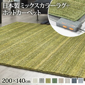 ホットカーペット カバー 電気カーペット対応 ミックスカラーホットカーペット カバー ルーナ 1.5畳 200x140cm ホットカーペット本体セット ラグマット 北欧 無地 ミックスシャギー 防ダニ 滑り止め あったか テレワーク 在宅 ※沖縄・一部離島は別途送料見積もり S33100240