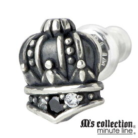 エムズ コレクション M's collection クラウン シルバー ピアス アクセサリー 1個売り 片耳用 キュービック スタッドタイプ 王冠 シルバー925 スターリングシルバー M0235