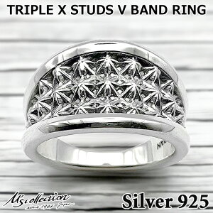 y|Cg5{IyVC[OXӍՁz GYRNV M's collection Vo[ O w 14`30 TRIPLE X STUDS V BAND RING XR-052
