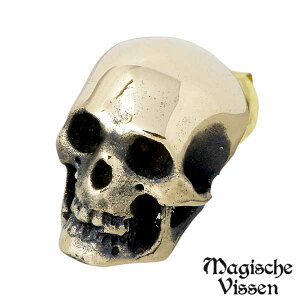 【ポイント5倍!マラソン期間中!】 マジェスフィッセン Magische Vissen どくろ K10 イエローゴールド ピアス アクセサリー スタッド 1個売り 片耳用 OZX-010YG