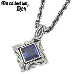 【ポイント5倍!マラソン期間中!】 エムズコレクション M's collection 合成サファイア シルバー ネックレス アクセサリー チェーン付き シルバー925 スターリングシルバー X0200SAG