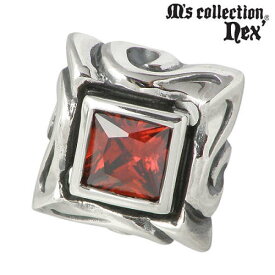 エムズ コレクション M's collection レッドキュービック スタッド シルバー ピアス アクセサリー 1個売り 片耳用 シルバー925 スターリングシルバー X0202RCZ