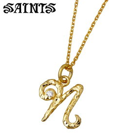 セインツ SAINTS イニシャル シルバー ネックレス アクセサリー N レディース キュービック ゴールド シルバー925 スターリングシルバー SSP4-258GD-N