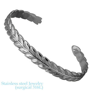 ステンレス ハワイアンジュエリー ハワジュ バングル アクセサリー 金属アレルギー対応 レディース ブラック 医療用サージカル316L アレルギーフリー GBSG83RU