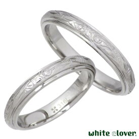ホワイトクローバー white clover ステンレス ペア リング 指輪 アクセサリー ハワイアンジュエリー プルメリア スクロール 7～21号 アレルギーフリー サージカルステンレス316L 刻印可能 4SUR054SV-P