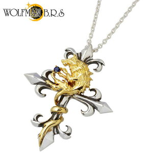 【ポイント5倍!マラソン期間中!】 ウルフマンB.R.S WOLFMAN B.R.S セイクリッド ウルフG シルバー ネックレス アクセサリー 合成サファイア チェーン付き シルバー925 スターリングシルバー NW-P-