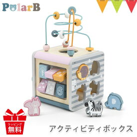 PolarB（ポーラービー） アクティビティボックス ｜ 木のおもちゃ 木製玩具 知育玩具 ルーピング 絵合わせ 歯車 型はめ 迷路 プレゼント 出産祝い 木製トイ ブロック 入園