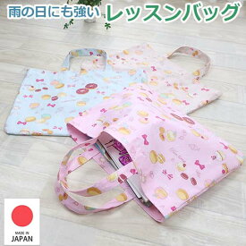 【巾着袋プレゼント中★】レッスンバッグ（ラミネート加工）　マカロン2　女の子 日本製 お名前タグ付き 内ポケット付き 防水 通園・通学 手さげバッグ サブバッグ 絵本かばん 習い事 子供 ベビー キッズ【フジキ】【メール便送料無料】
