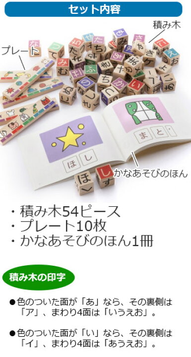 楽天市場】正規品 オリジナル かな積み木 プレート＆かなあそびのほん 