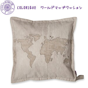 Colorique/�J�����N�@���[���h�}�b�v�N�b�V�����i�C���i�[�N�b�V�����t���j�yExpore! Cushion Cover Globe Vintage Canvas�z�y���E�n�}���z