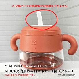 【ネコポス対応】meroware メロウェア ALICE交換用飲み口　ストロー　1個（グレー 全色共通）国内正規販売店 初めて マグ 交換用飲み口 パーツ 9ヶ月くらいから 乳児 幼児 おでかけ用