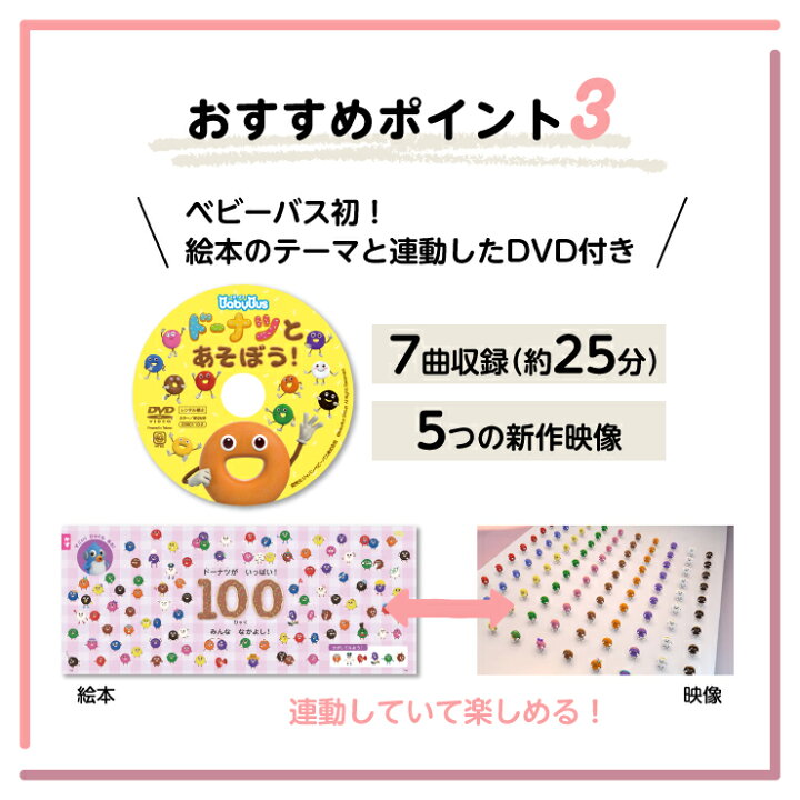ベビーバス 絵本 「ドーナツとあそぼう!」BabyBus ベイビーバス 知育絵本 赤ちゃん プレゼント 0歳 1歳 2歳 3歳 ファーストブック ベビーバス公式ストア ベビーバス DVD じゅっこのドーナツ