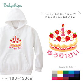 名前入り 長袖パーカー [ Birthday Cake ] 内祝い お祝い 100 110 120 130 140 150 赤ちゃん 男の子 女の子 ギフト プレゼント 親子 大人 兄弟 姉妹 おそろい リンク コーデ 子供服 キッズウエア キッズ 服 名入れ ジュニアサイズ フードつき トレーナー ho