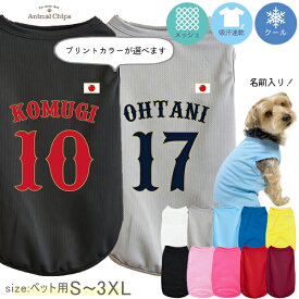 【メール便送料無料】 名入れ 服 犬 野球 代表風 ユニフォーム タンクトップ ドライ ペット メッシュ ［ 野球ユニフォーム ］ wbc応援 オリジナル お名前入り ワンちゃん ねこ 猫 ネコ おさんぽ お散歩 ギフト 贈り物 ペット用品 ギフト 名前 プレゼント お出かけ dtk