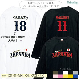野球 日本代表風 ユニフォーム 長袖 Tシャツ [ 野球ユニフォーム ] 大人 無双 MUSO ワールドカップ 応援 かわいい 名入れ ネーム お名前入 パンダ なつ　夏 おそろい リンク T お出掛け 帰省 旅行 出産祝い パパ ママ おみやげ lt