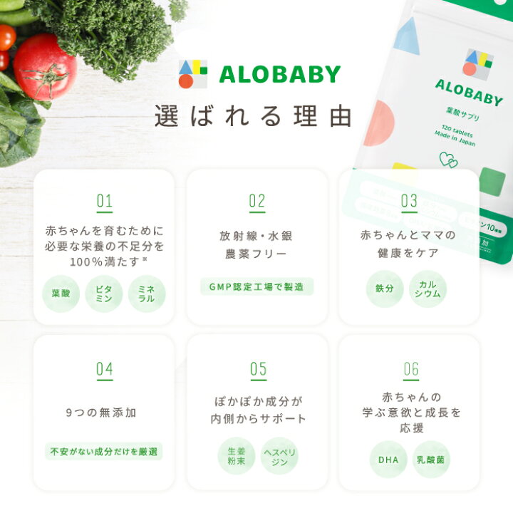 楽天市場】葉酸 サプリ 無添加 【30日分】 アロベビー 葉酸サプリ 