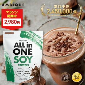 美容成分オールインワン【アンビーク / AMBIQUE】オールインワン ソイプロテイン 1kg 置き換え ダイエット ビタミン11種　乳酸菌 SOY 大豆 植物性プロテイン プロテイン サプリ 筋トレ チョコレート バナナ 送料無料 国産 高配合 ダイエット 溶けやすい 飲みやすい 美味しい