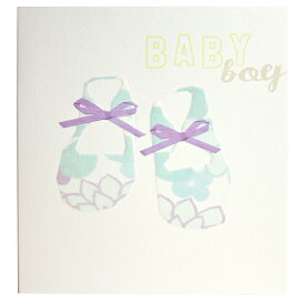 出産祝い イギリス輸入 グリーティングカード 男の子 BABY boy ベビーシューズ ブルー メッセージカード レター 封筒