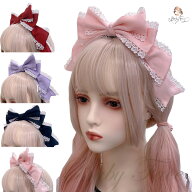 超大リボンカチューシャ メイド ロリータヘッドドレス 4色展開黒 赤 ピンク 紫 ハロウィン 文化祭 学園祭
