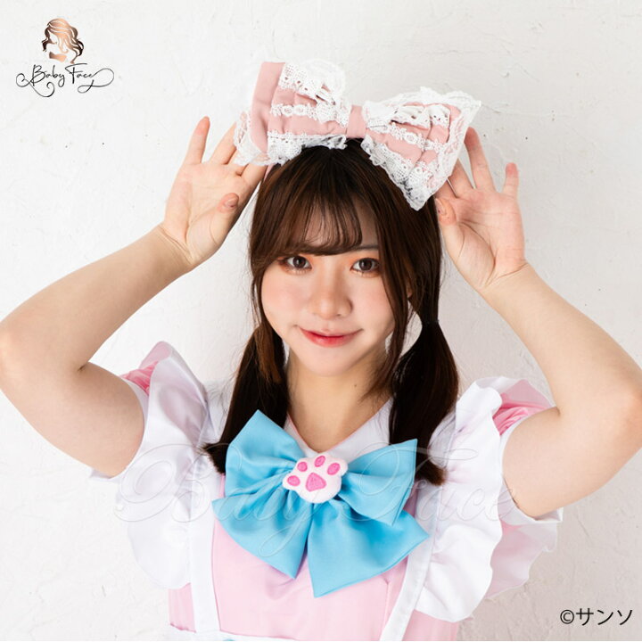楽天市場 リボンカチューシャメイド 可愛いロリータヘッドドレス 黒 赤 ピンク ベビーフェイス