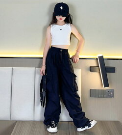 カーゴパンツ 女の子 子供服 ロングパンツ キッズ 長ズボン ダンスウェア ヒップホップダンス衣装 ワイドパンツ ゆったり 通気性 無地 ジュニア 学生 カジュアル グレー ブラック パープル レッド 110-170cm