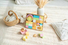 SOUNDブロックス Large シャーベットカラー 積み木 知育玩具 幼児 天然 ゴムの木 カラフル 音が鳴る オリジナル 色々な形 かわいい 出産祝い ベビー 安全 おもちゃ