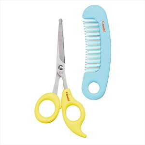 ベビーレーベル さんぱつバサミ&クシセット レーベルパウダーイエロー(YE) combi コンビ 散髪 はさみ くし ヘアカット セルフカット 日本製 ベビー 赤ちゃん 子ども