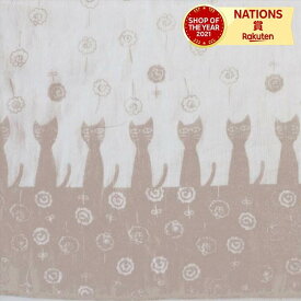 ストール ポポキャット ノアファミリー 猫グッズ ネコ雑貨 ストール スカーフ 綿100％ ねこ柄 UV対策 総柄 バラ 花柄 シルエット かわいい 猫 55×180 cm
