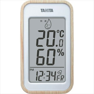 タニタ デジタル温湿度計 ナチュラル TT-572-NA 湿度計 温度計 デジタル 見やすい 置き掛け兼用 マグネット アラーム付 小型 コンパクト 便利グッズ シンプル インテリア 人気 木目調