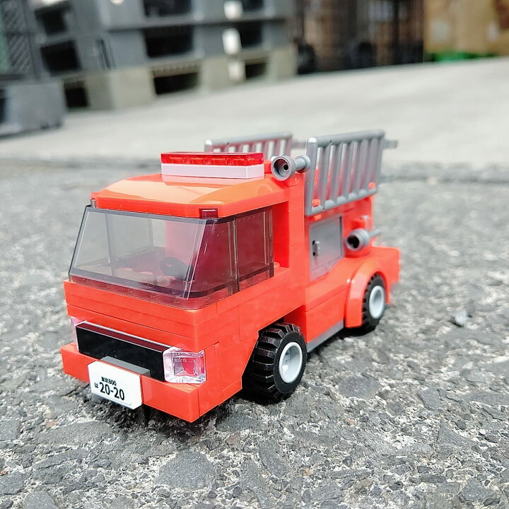 楽天市場 ブロック おもちゃ 子供 消防車 はしご車 はたらくのりものシリーズ 車 117パーツ ゴムタイヤ 収納庫 はしご取り外し連結可能 6歳以上 知育ブロック 人気 おすすめ 玩具 クリスマスプレゼント Babygoods Factory