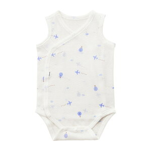 ミキハウス ピュアベール 総柄 ノースリーブ 前あき メッシュ 天竺 ボディシャツ 60 cm 出産祝い ギフト ベビー服 ベビー肌着 ベビーウェア 肌着 下着 子供服 ベビー 赤ちゃん 新生児 0歳 男の