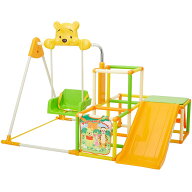 くまのプーさん おりたたみキッズパークEX プラス ジャングルジム 室内 すべり台 鉄棒 ブランコ 折りたた…