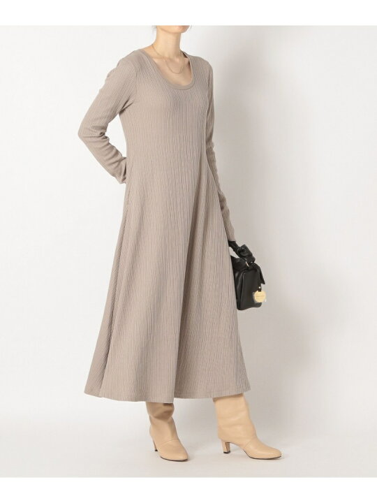 楽天市場 W U Nフレアカットop Babylone バビロン ワンピース 長袖ワンピース ベージュ ブラウン 送料無料 Rakuten Fashion Babylone