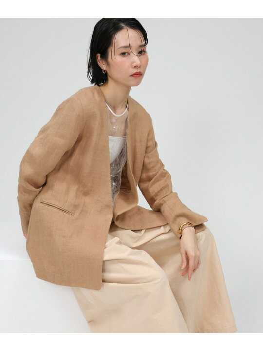 楽天市場】【SALE／50%OFF】リネンノーカラージャケット BABYLONE 
