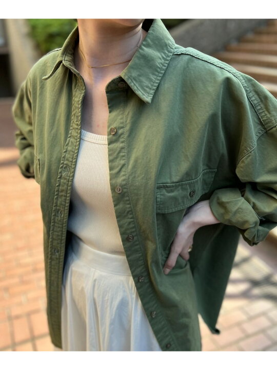 未使用 BABYLONE サテンシャツ カーキ