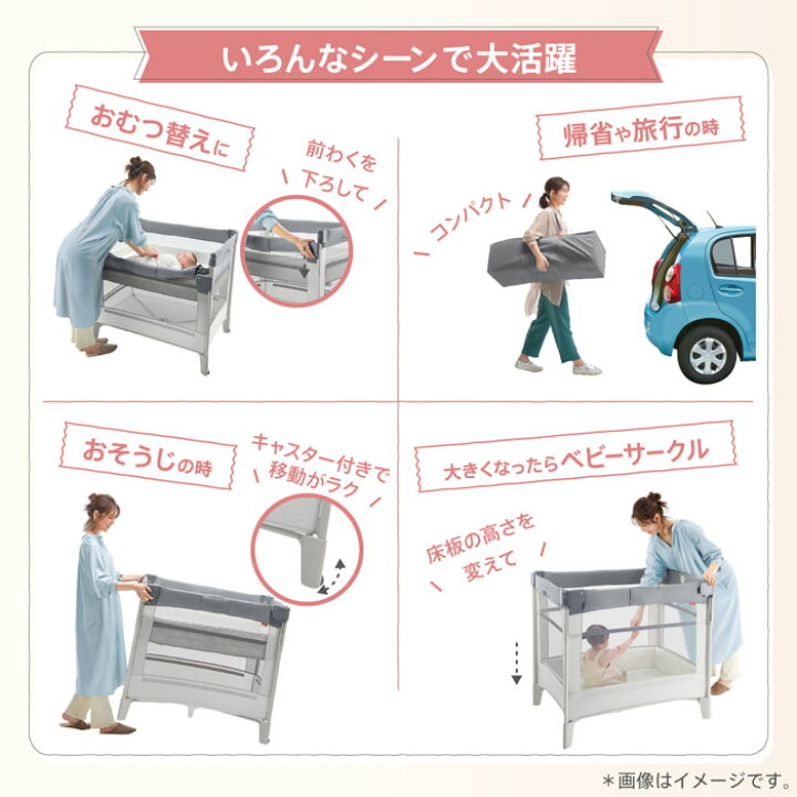 楽天市場】【ミニ】ベビーベッド アップリカ ココネルエアーAB[グレー 