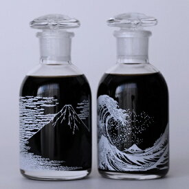 醤油差し 液だれしない 醤油さし ガラス レトロ 富嶽三十六景 葛飾北斎 神奈川沖浪裏/凱風快晴 江戸硝子 岩澤硝子 日本製