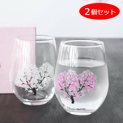 丸モ高木陶器 グラス 冷感 桜 2個セット プレゼント フリーグラス 日本製