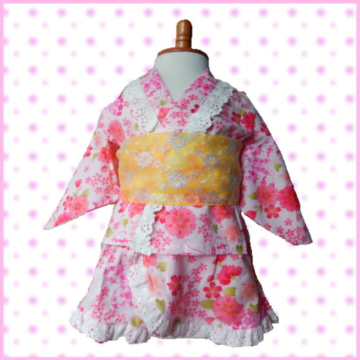 楽天市場】80/90/95/100cm ETK 浴衣 ワンピース ドレス 日本製桜＆蝶 