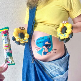 ブルー君 ベリーちゃんシリーズ A5サイズ BabyRiver マタニティフォト シール マタニティフォトシール ブランド 可愛い プレゼント 贈り物 マタニティペイントシール タトゥーシール ボディーシール マタニティーシール Baby 人気