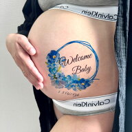 青フラワー BabyRiver Baby マタニティフォトシール ブランド 可愛い プレゼント 贈り物 マタニティペイ…