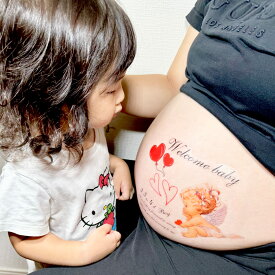 横向き天使 BabyRiver Baby マタニティフォトシール ブランド 可愛い プレゼント 贈り物 マタニティペイントシール マタニティ フォトシール タトゥーシール ボディーシール マタニティシール マタニティーシール
