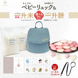 ＼SS期間中ハーネスプレゼント 12/11 1:59迄／令和7年産 新米 ワッフル ベビーリュック + 一升餅セット or 一升米セット くすみ ベビー リュック ふわもこ 一升餅リュック 名入れ無料 1歳 誕生日 プレゼント 1才 小分け 一升餅 贈り物 ギフト ブランド 出産祝い