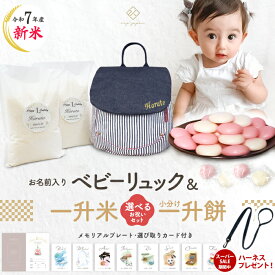 ＼SS期間中ハーネスプレゼント 12/11 1:59迄／令和7年産 新米 ベビーリュック + 一升餅セット or 一升米セット ベビー リュック 一升餅リュック 名入れ無料 1歳 誕生日プレゼント リュック小分け 一升餅 一升米 贈り物 ギフト 男の子 女の子 選び取りカード 出産祝い 1才