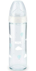 NUKヌーク プレミアムチョイス スリムほ乳びん(ガラス製)240mlくも シリコーンゴム製0-6カ月用/Mミルク(乳首)1個付き(FDNK03102152)