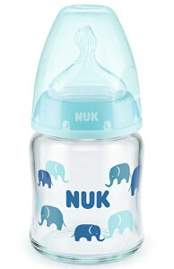 NUKヌーク プレミアムチョイスほ乳びん(ガラス製)120mlぞう シリコーンゴム製0-6カ月用/Mミルク(乳首)1個付き(FDNK10747132B)