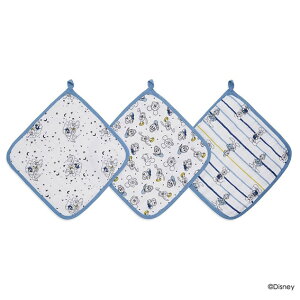エイデンアンドアネイ エッセンシャルズ ウォッシュクロス 3枚セット ミッキー【30006】 プーさん【30008】出産準備 お口ふき 沐浴 お風呂 ダブルガーゼ ループ付き 入園準備