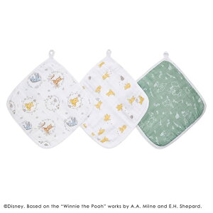 【最大400円OFFクーポン配布中】エイデンアンドアネイ エッセンシャルズ ウォッシュクロス 3枚セット ミッキー【30006】 プーさん【30008】出産準備 お口ふき 沐浴 お風呂 ダブルガーゼ ループ