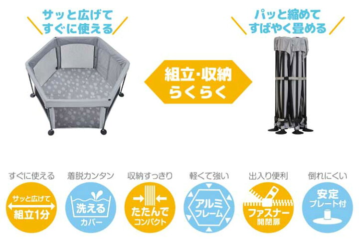楽天市場】【日本育児 】洗えてたためるポータブルベビーサークル 